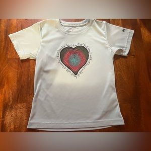 Columbia girls top, short sleeve, size XS (6/6X) blue green, Wild at Heart ♥️